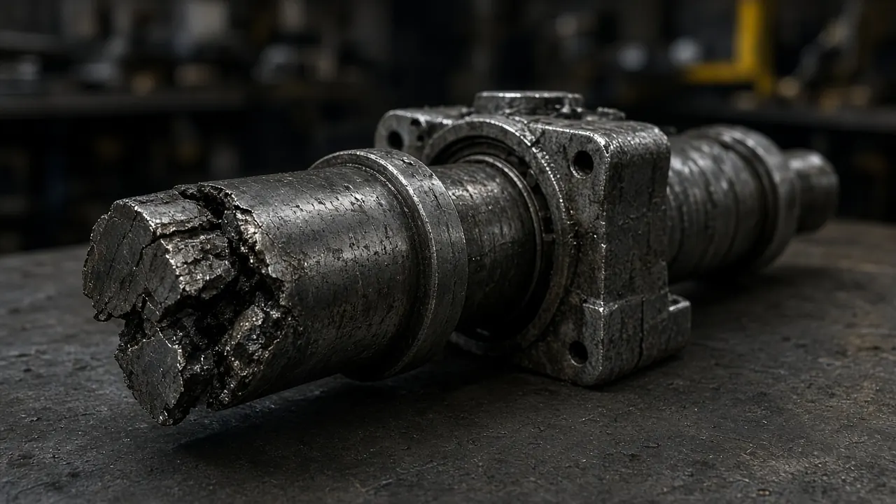 Damaged industrial steel shaft